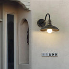Contemporary Industrial Round Pot Lid Shape Curved Rod Iron Shade 1-Light Wall Sconce Lamp For Outdoor Patio