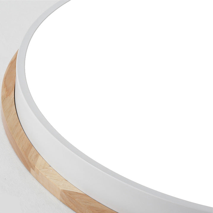 Contemporary Nordic Round Wood Iron Frame Acrylic Shade LED Flush Mount Ceiling Light For Bedroom Lumendat