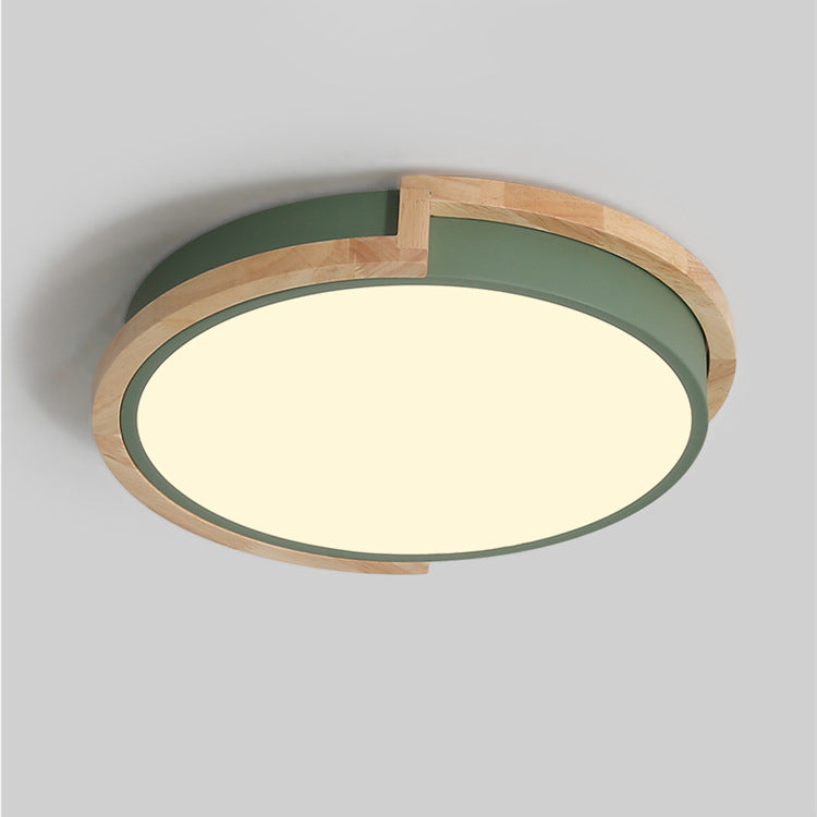 Contemporary Nordic Round Wood Iron Frame Acrylic Shade LED Flush Mount Ceiling Light For Bedroom Lumendat