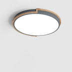 Contemporary Nordic Round Wood Iron Frame Acrylic Shade LED Flush Mount Ceiling Light For Bedroom Lumendat