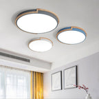 Contemporary Nordic Round Wood Iron Frame Acrylic Shade LED Flush Mount Ceiling Light For Bedroom Lumendat