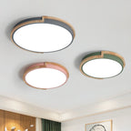 Contemporary Nordic Round Wood Iron Frame Acrylic Shade LED Flush Mount Ceiling Light For Bedroom Lumendat