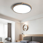 Contemporary Nordic Round Wood Iron Frame Acrylic Shade LED Flush Mount Ceiling Light For Bedroom Lumendat