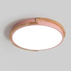 Contemporary Nordic Round Wood Iron Frame Acrylic Shade LED Flush Mount Ceiling Light For Bedroom Lumendat