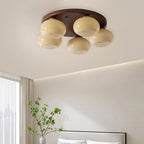 Contemporary Retro Round Oval Iron Glass 3/5 Light Semi-flush Mount Ceiling Light for Living Room BulbSquare