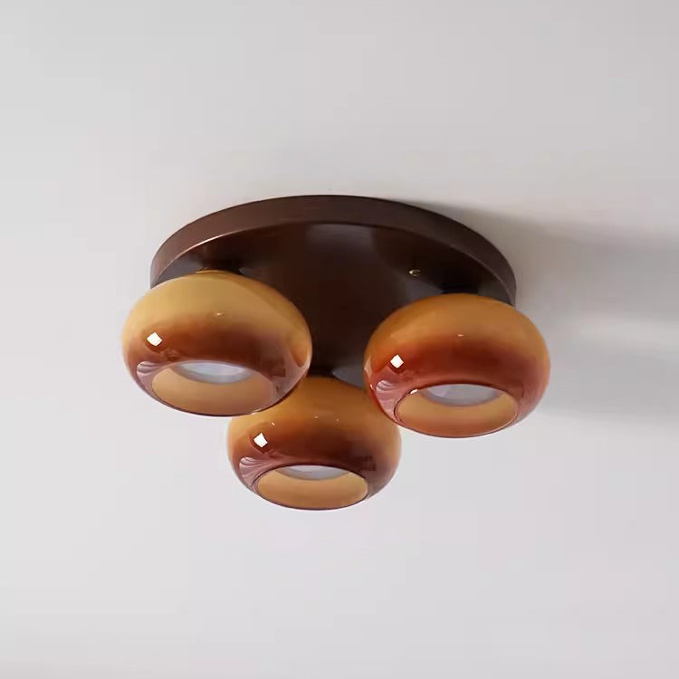 Contemporary Retro Round Oval Iron Glass 3/5 Light Semi-flush Mount Ceiling Light for Living Room