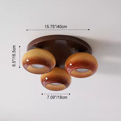Contemporary Retro Round Oval Iron Glass 3/5 Light Semi-flush Mount Ceiling Light for Living Room