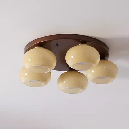 Contemporary Retro Round Oval Iron Glass 3/5 Light Semi-flush Mount Ceiling Light for Living Room