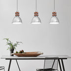Contemporary Nordic Dome Cylinder Horn Shape Wood Grain Iron Shade 1-Light Pendant Light For Bedroom