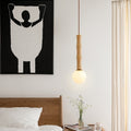 Contemporary Retro Cylinder Bamboo Shape Solid Wood 1-Light Pendant Light For Living Room