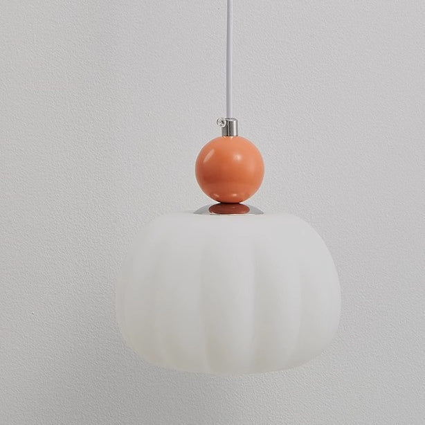 Contemporary Nordic Round Pumpkin Shape Iron Plastic Shade 1-Light Pendant Light For Bedroom