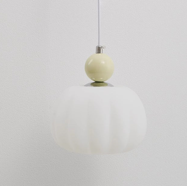 Contemporary Nordic Round Pumpkin Shape Iron Plastic Shade 1-Light Pendant Light For Bedroom