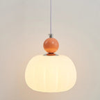 Contemporary Nordic Round Pumpkin Shape Iron Plastic Shade 1-Light Pendant Light For Bedroom