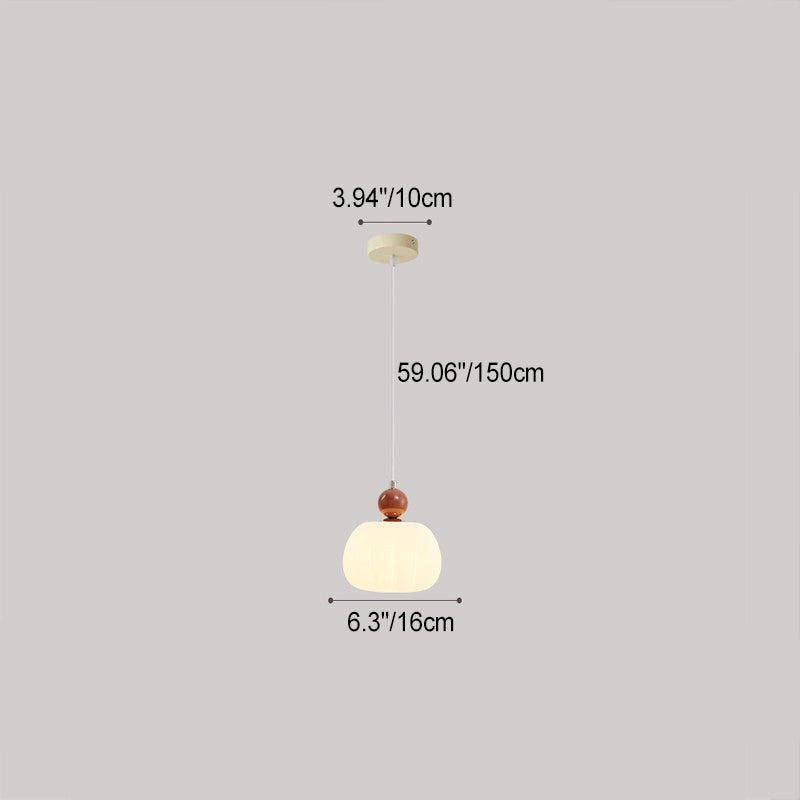Contemporary Nordic Round Pumpkin Shape Iron Plastic Shade 1-Light Pendant Light For Bedroom