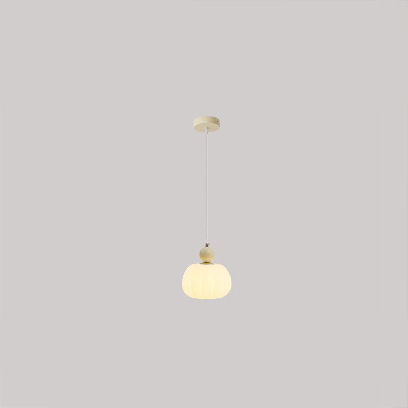 Contemporary Nordic Round Pumpkin Shape Iron Plastic Shade 1-Light Pendant Light For Bedroom