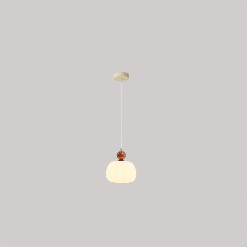Contemporary Nordic Round Pumpkin Shape Iron Plastic Shade 1-Light Pendant Light For Bedroom