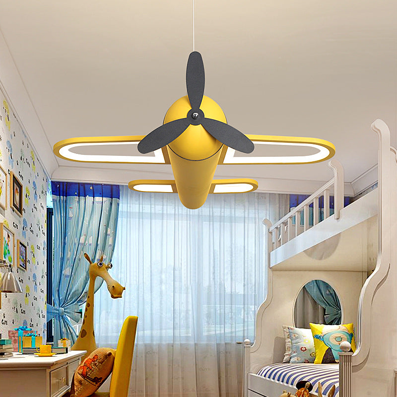 Lumendat Contemporary Creative Kids Airplane Iron Acrylic LED Chandelier For Bedroom Lumendat