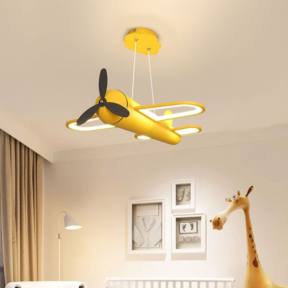 Lumendat Contemporary Creative Kids Airplane Iron Acrylic LED Chandelier For Bedroom Lumendat