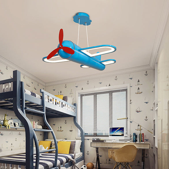 Lumendat Contemporary Creative Kids Airplane Iron Acrylic LED Chandelier For Bedroom Lumendat