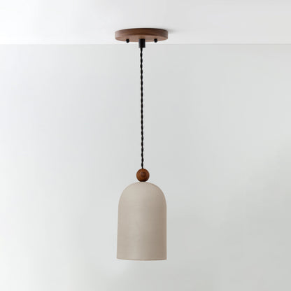 Traditional Japanese Round Cylinder Wood 1-Light Pendant Light For Living Room