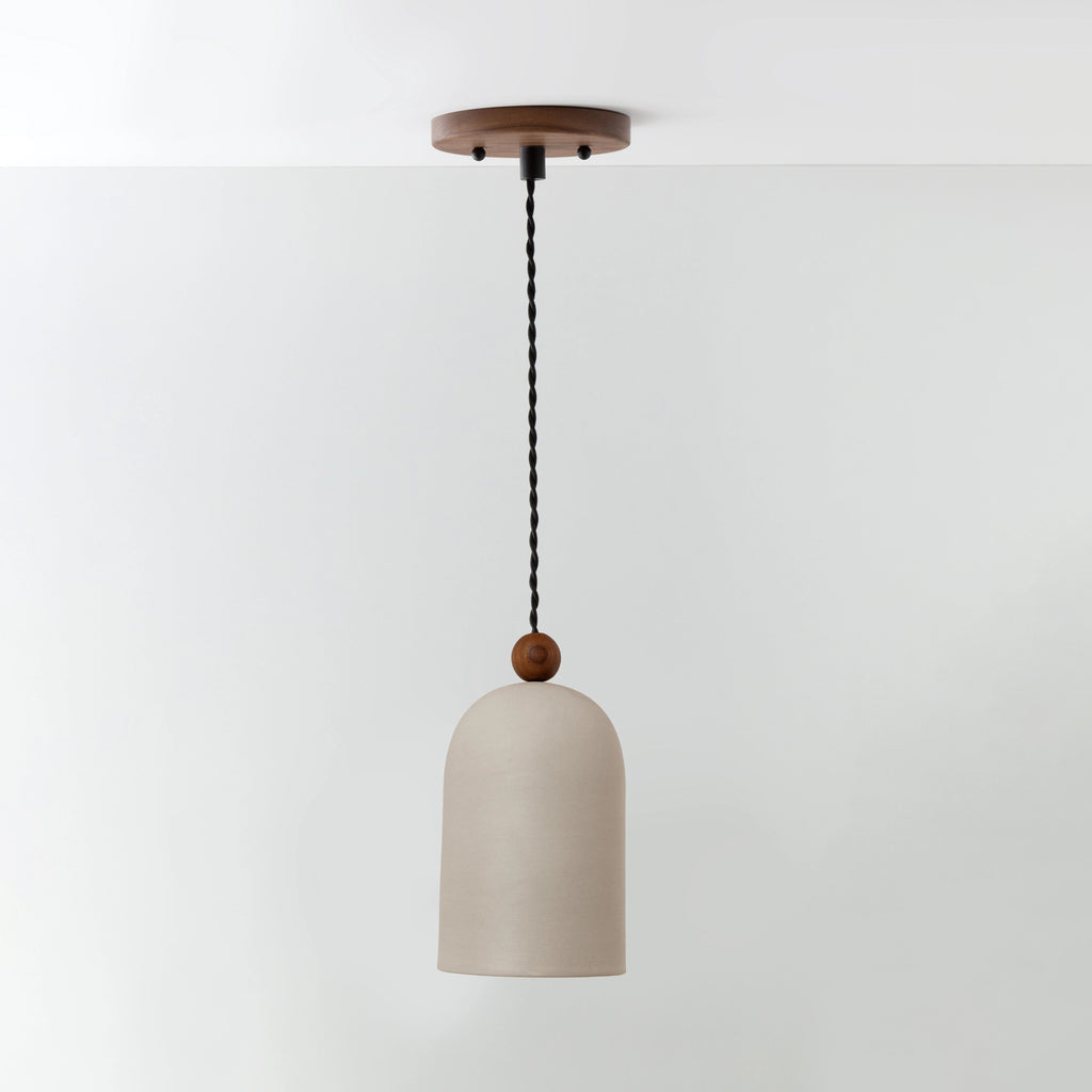 Traditional Japanese Round Cylinder Wood 1-Light Pendant Light For Living Room