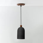 Traditional Japanese Round Cylinder Wood 1-Light Pendant Light For Living Room