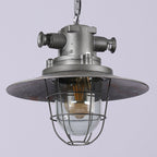 Contemporary Industrial Round Iron Cage Glass 1-Light Pendant Light For Living Room