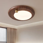 Modern Minimalist Round Concentric Circles Wood Grain Iron Acrylic LED Flush Mount Ceiling Light For Living Room