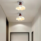 Modern Art Deco Round Flower Resin Shade Hardware Base 1-Light Semi-Flush Mount Ceiling Light For Hallway