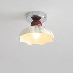 Modern Art Deco Round Flower Resin Shade Hardware Base 1-Light Semi-Flush Mount Ceiling Light For Hallway