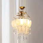 Contemporary Creative Round Shell Butterfly Grape Shape Glass Hardware 1-Light Pendant Light For Living Room