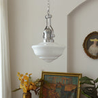 Contemporary Retro Round Dome Iron Glass Shade 1-Light Pendant Light For Living Room