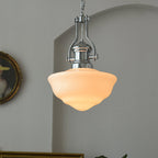 Contemporary Retro Round Dome Iron Glass Shade 1-Light Pendant Light For Living Room
