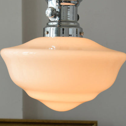 Contemporary Retro Round Dome Iron Glass Shade 1-Light Pendant Light For Living Room