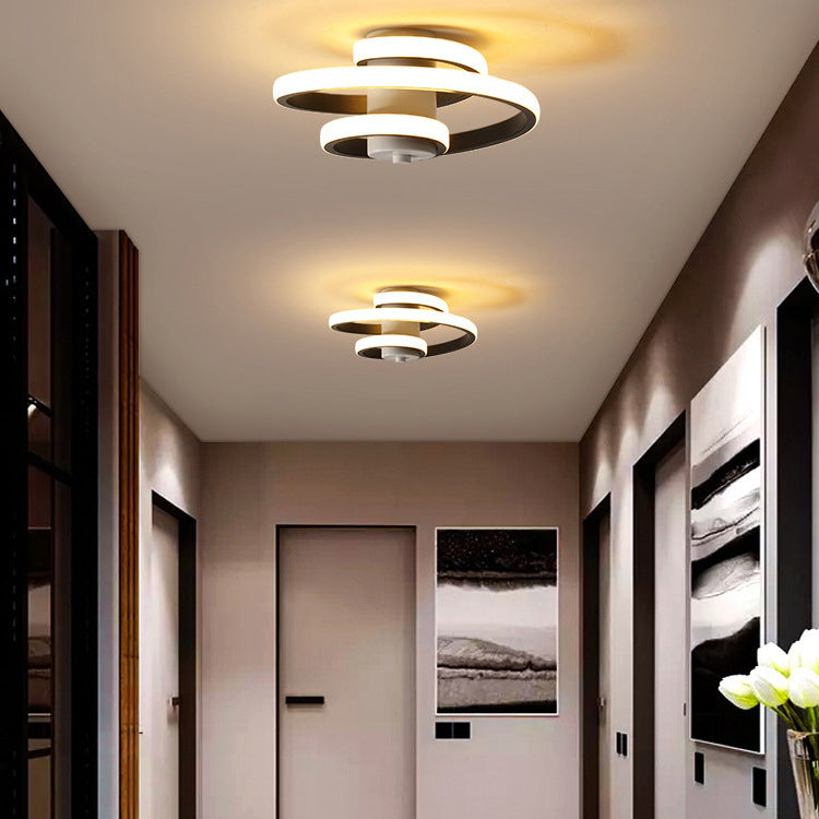 Modern Minimalist Multi-Layer Circle Aluminum Iron Silicone LED Flush Mount Ceiling Light For Living Room