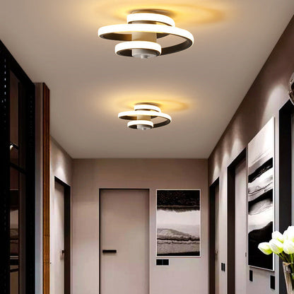 Modern Minimalist Multi-Layer Circle Aluminum Iron Silicone LED Flush Mount Ceiling Light For Living Room
