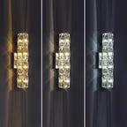Modern Minimalist Cylindrical Stainless Steel Crystal 2/3/4/6 Light Wall Sconce Lamp For Living Room