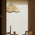 Traditional French Cream Round Cone Linen Fabric 1-light Pendant Light for Living Room BulbSquare