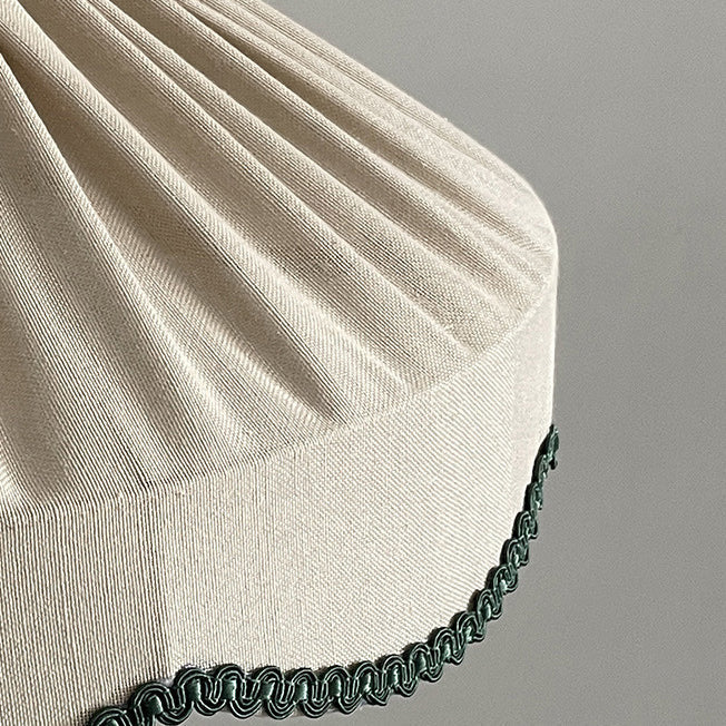 Traditional French Cream Round Cone Linen Fabric 1-light Pendant Light for Living Room BulbSquare