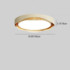 Contemporary Retro Round Wood Grain Iron Frame Acrylic Shade LED Flush Mount Ceiling Light For Bedroom