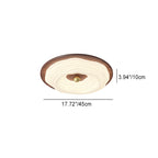 Contemporary Retro Round Cloudy Iron Solid Wood PE Shade LED Flush Mount Ceiling Light For Bedroom