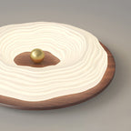 Contemporary Retro Round Cloudy Iron Solid Wood PE Shade LED Flush Mount Ceiling Light For Bedroom