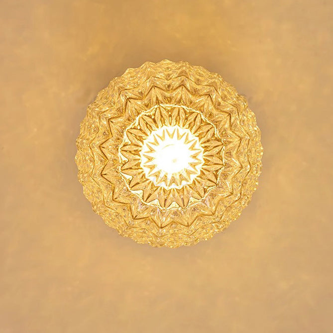 Traditional French Orb Leaf Wood Glass 1-light Semi-flush Mount Ceiling Light for Living Room