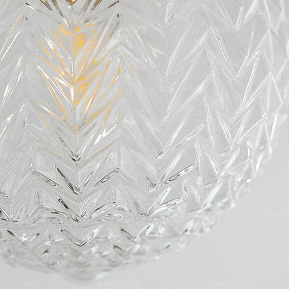 Traditional French Orb Leaf Wood Glass 1-light Semi-flush Mount Ceiling Light for Living Room