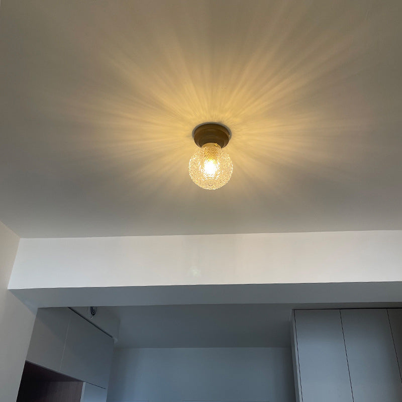 Traditional French Orb Leaf Wood Glass 1-light Semi-flush Mount Ceiling Light for Living Room