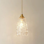 Modern Minimalist Flower Cup Shape Brass Glass 1-Light Pendant Light For Bedroom