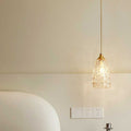 Modern Minimalist Flower Cup Shape Brass Glass 1-Light Pendant Light For Bedroom
