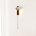 Traditional Japanese Rectangle Round Yellow Travertine Solid Wood 1-Light Wall Sconce Lamp For Bedroom
