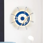 Lumendat Contemporary Coastal Kids Round Rudder Resin Twine Acrylic LED Wall Sconce Lamp For Bedroom Lumendat