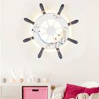 Lumendat Contemporary Coastal Kids Round Rudder Resin Twine Acrylic LED Wall Sconce Lamp For Bedroom Lumendat